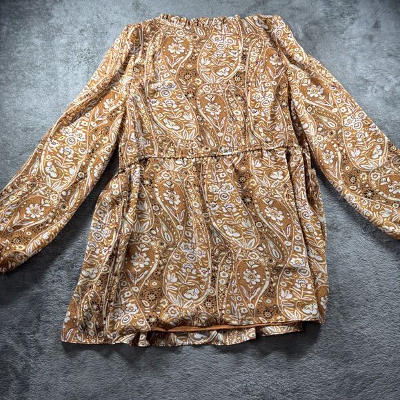 Melloday Anthropologie Women Peasant Top Sheer Floral Boho Western Large G342 - Picture 5 of 10